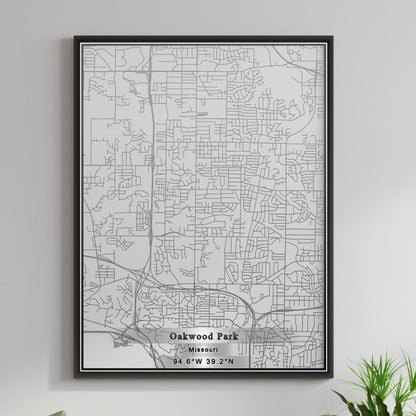 ROAD MAP OF OAKWOOD PARK, MISSOURI BY MAPBAKES