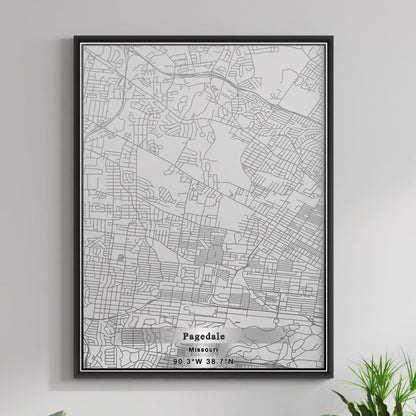 ROAD MAP OF PAGEDALE, MISSOURI BY MAPBAKES