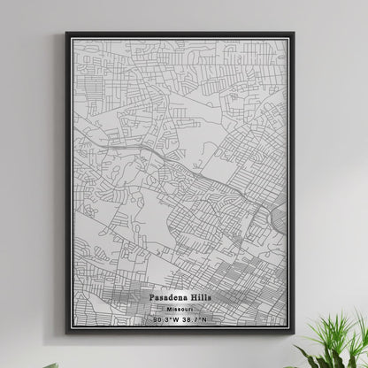 ROAD MAP OF PASADENA HILLS, MISSOURI BY MAPBAKES