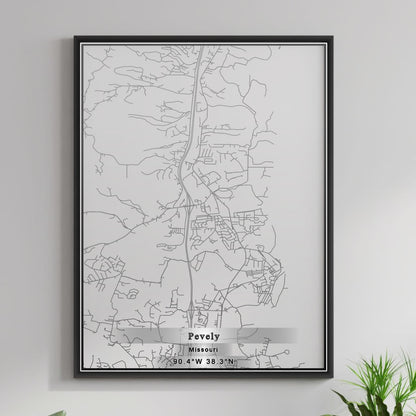 ROAD MAP OF PEVELY, MISSOURI BY MAPBAKES