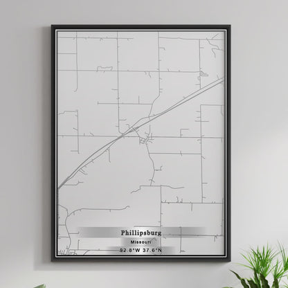 ROAD MAP OF PHILLIPSBURG, MISSOURI BY MAPBAKES