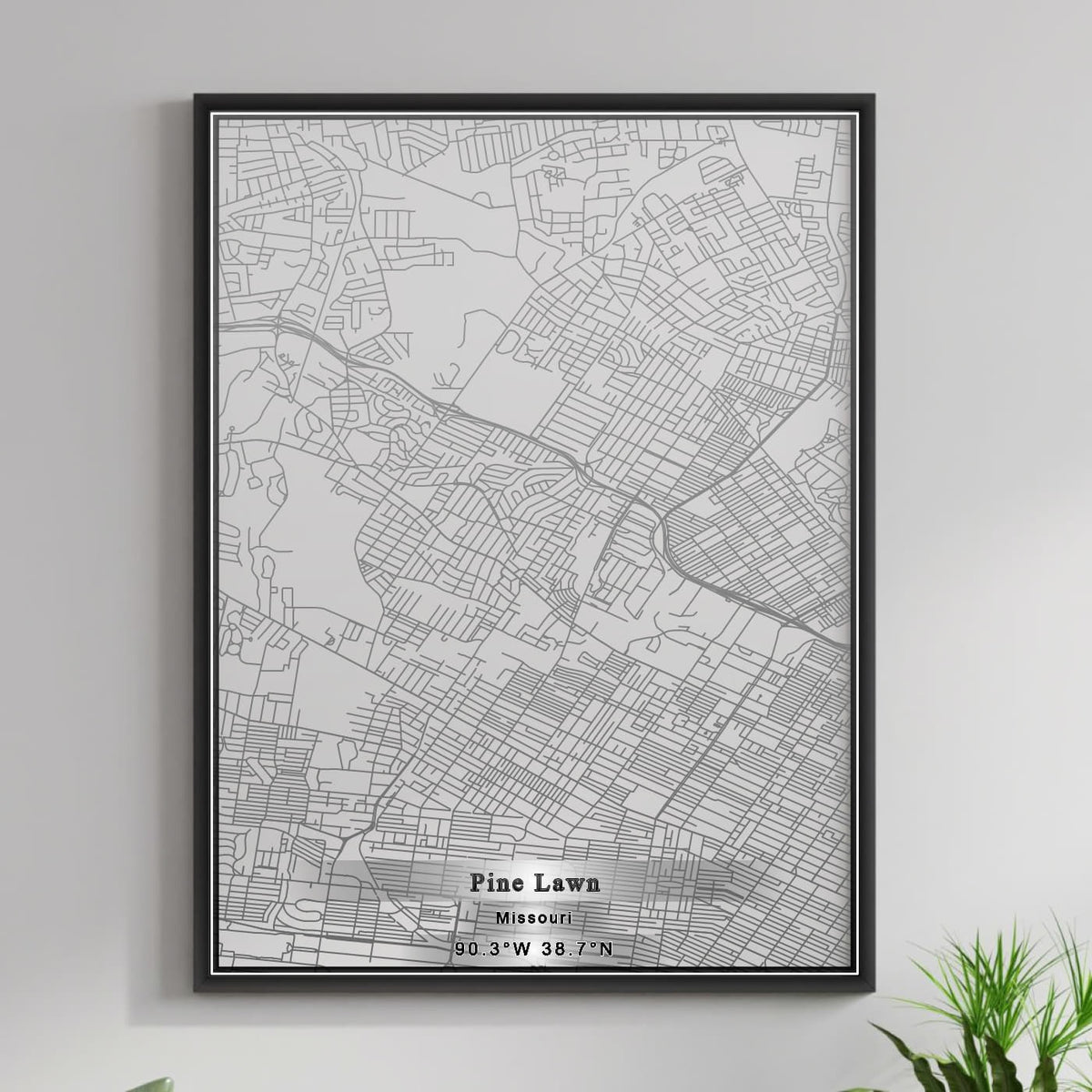 ROAD MAP OF PINE LAWN, MISSOURI BY MAPBAKES