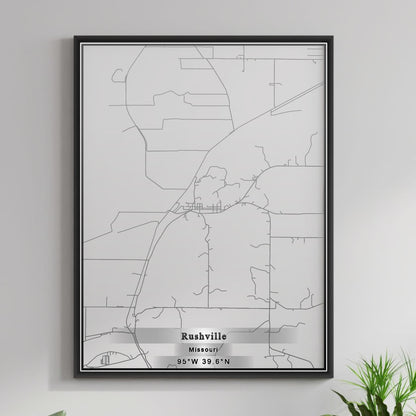 ROAD MAP OF RUSHVILLE, MISSOURI BY MAPBAKES