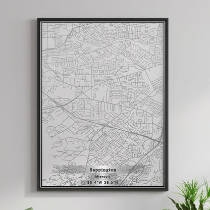 ROAD MAP OF SAPPINGTON, MISSOURI BY MAPBAKES