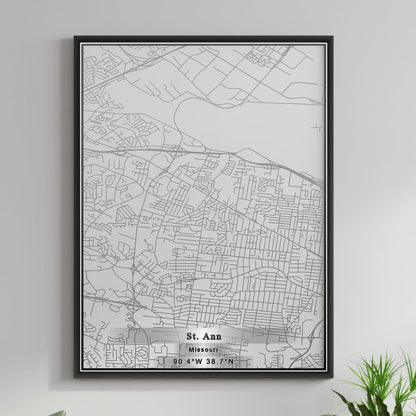 ROAD MAP OF ST. ANN, MISSOURI BY MAPBAKES