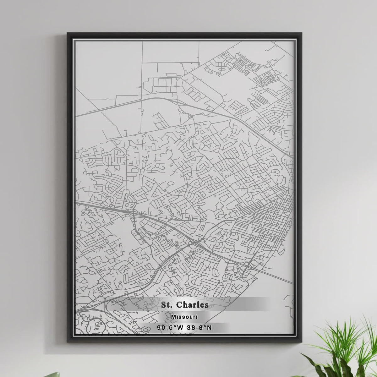 ROAD MAP OF ST. CHARLES, MISSOURI BY MAPBAKES