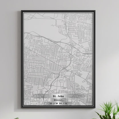 ROAD MAP OF ST. JOHN, MISSOURI BY MAPBAKES