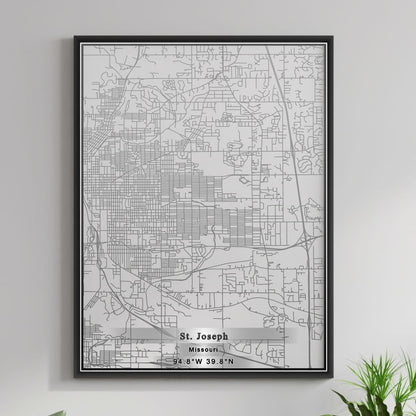 ROAD MAP OF ST. JOSEPH, MISSOURI BY MAPBAKES