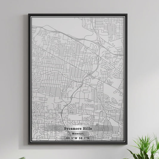 ROAD MAP OF SYCAMORE HILLS, MISSOURI BY MAPBAKES
