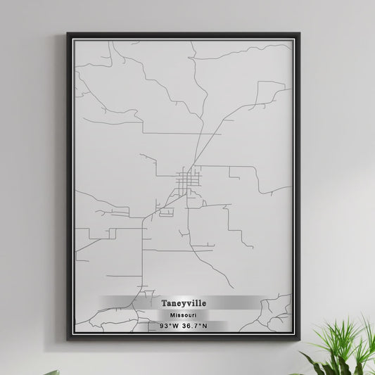 ROAD MAP OF TANEYVILLE, MISSOURI BY MAPBAKES