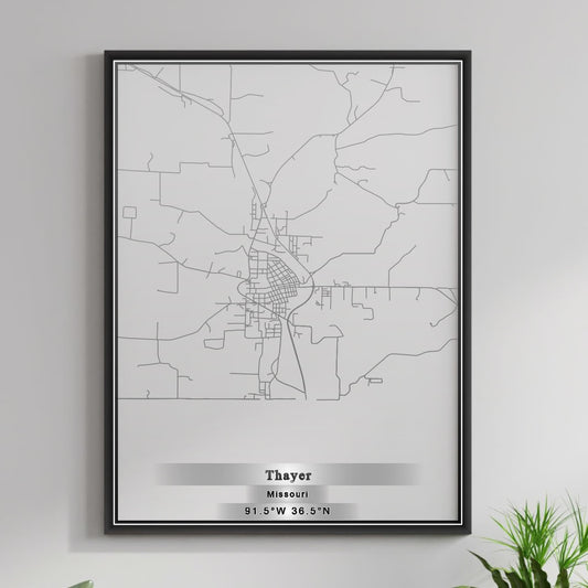 ROAD MAP OF THAYER, MISSOURI BY MAPBAKES