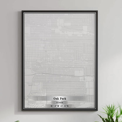 ROAD MAP OF OAK PARK, ILLINOIS BY MAPBAKES
