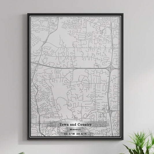 ROAD MAP OF TOWN AND COUNTRY, MISSOURI BY MAPBAKES