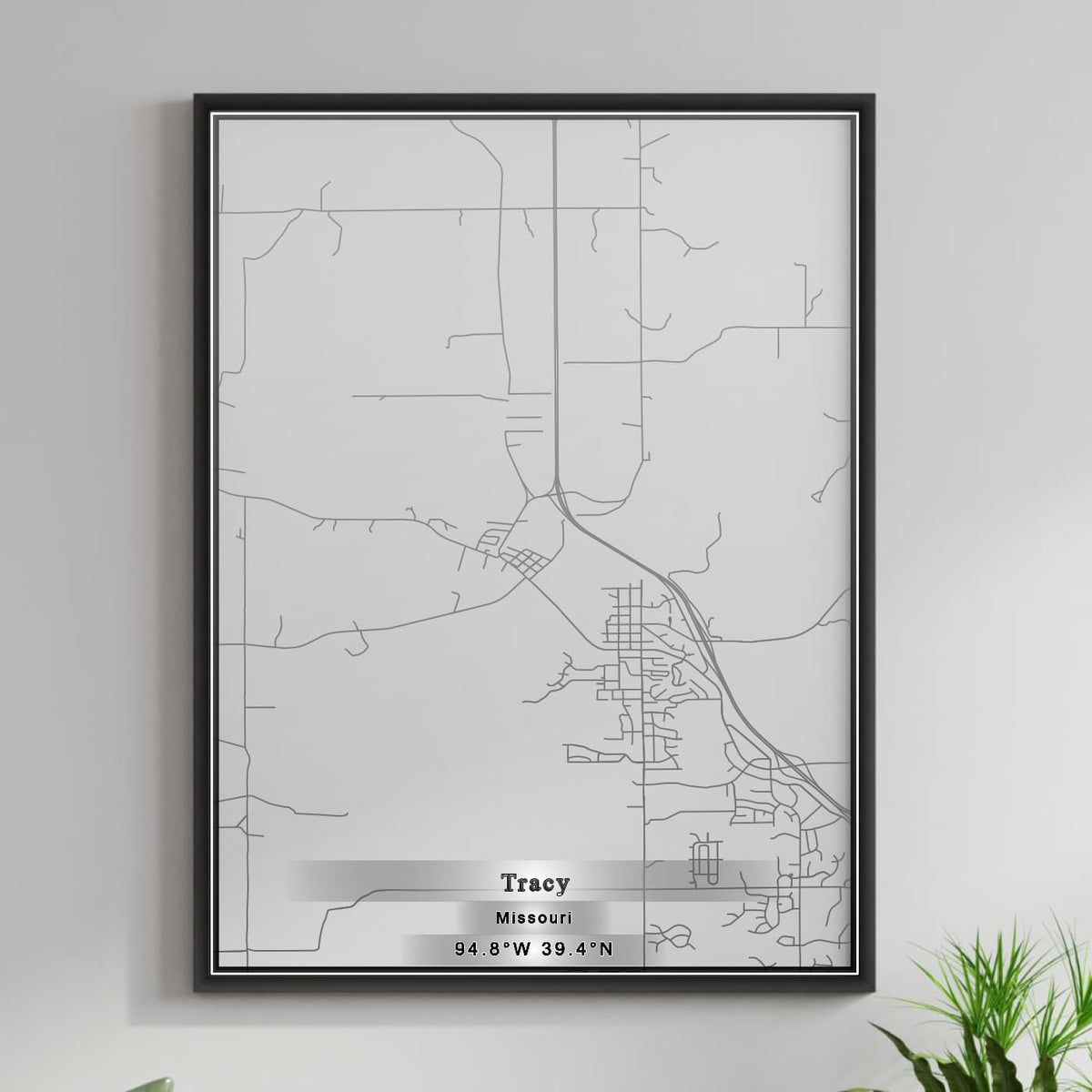 ROAD MAP OF TRACY, MISSOURI BY MAPBAKES