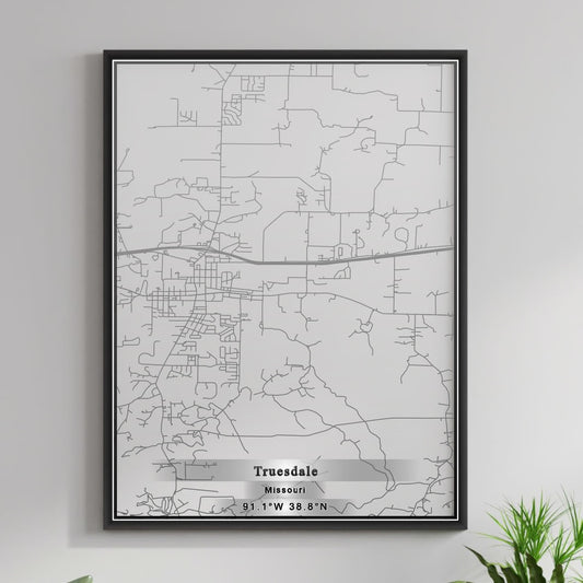 ROAD MAP OF TRUESDALE, MISSOURI BY MAPBAKES