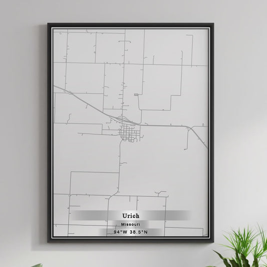 ROAD MAP OF URICH, MISSOURI BY MAPBAKES