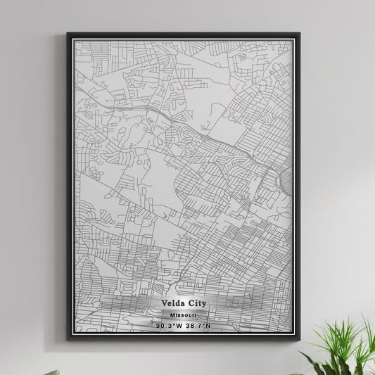 ROAD MAP OF VELDA CITY, MISSOURI BY MAPBAKES