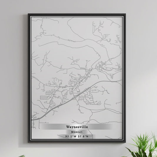 ROAD MAP OF WAYNESVILLE, MISSOURI BY MAPBAKES