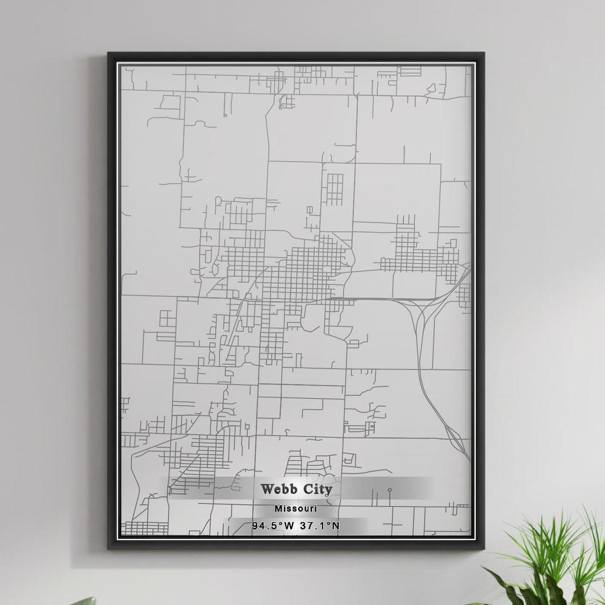 ROAD MAP OF WEBB CITY, MISSOURI BY MAPBAKES