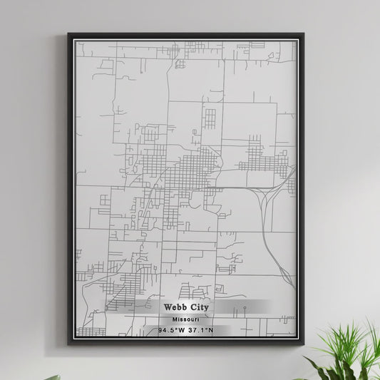 ROAD MAP OF WEBB CITY, MISSOURI BY MAPBAKES