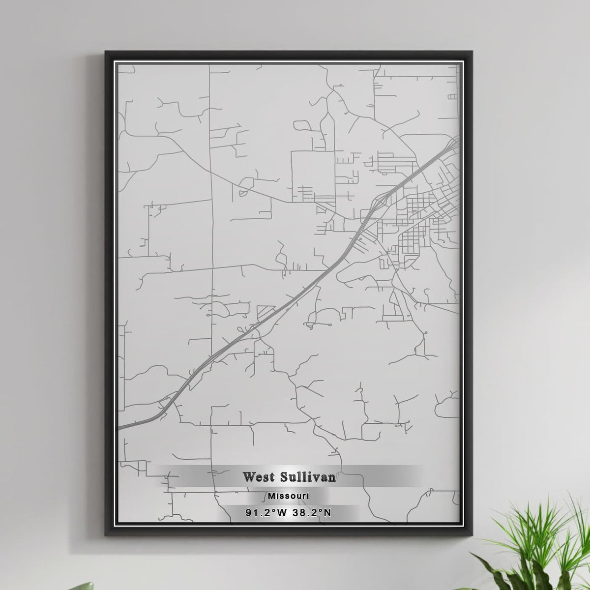 ROAD MAP OF WEST SULLIVAN, MISSOURI BY MAPBAKES