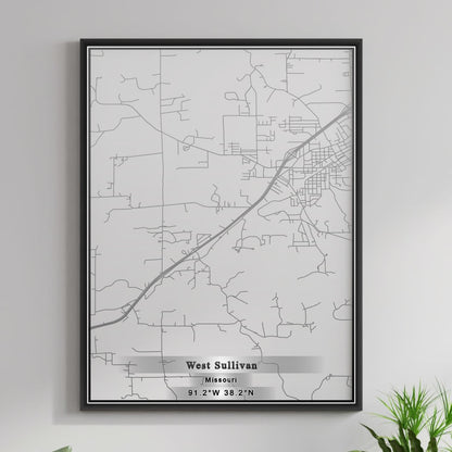 ROAD MAP OF WEST SULLIVAN, MISSOURI BY MAPBAKES