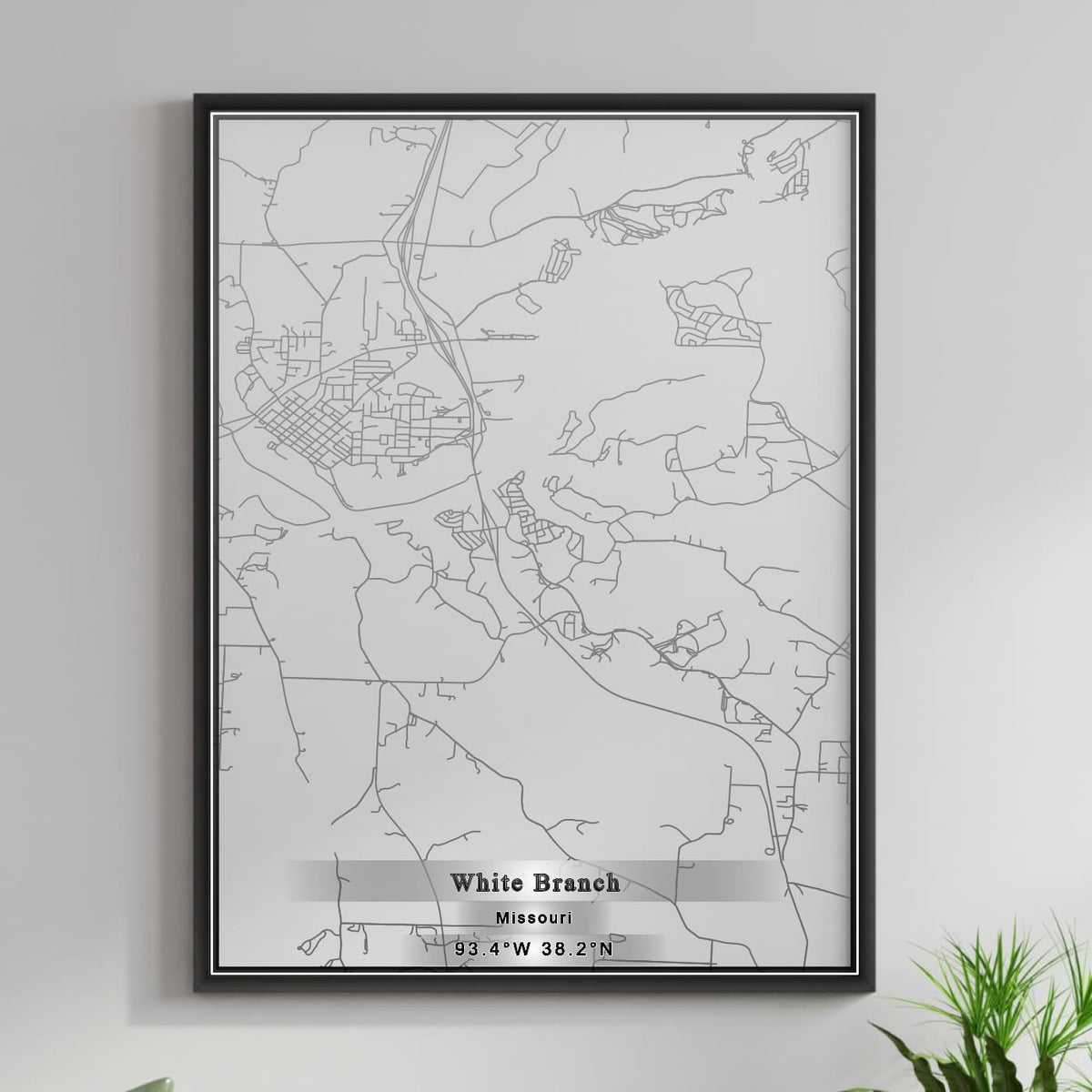 ROAD MAP OF WHITE BRANCH, MISSOURI BY MAPBAKES