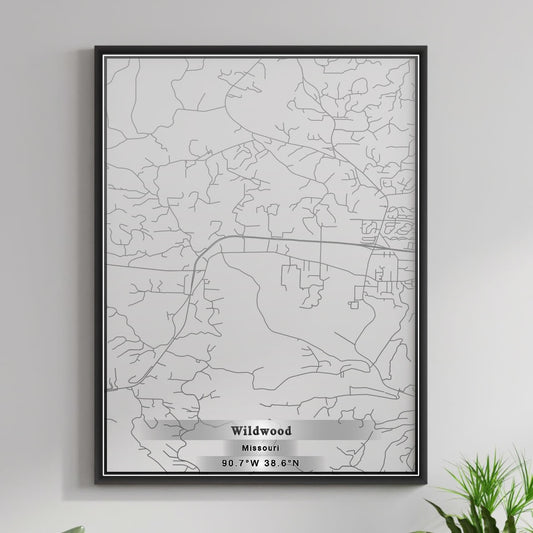 ROAD MAP OF WILDWOOD, MISSOURI BY MAPBAKES