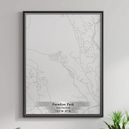 ROAD MAP OF PARADISE PARK, CALIFORNIA BY MAPBAKES