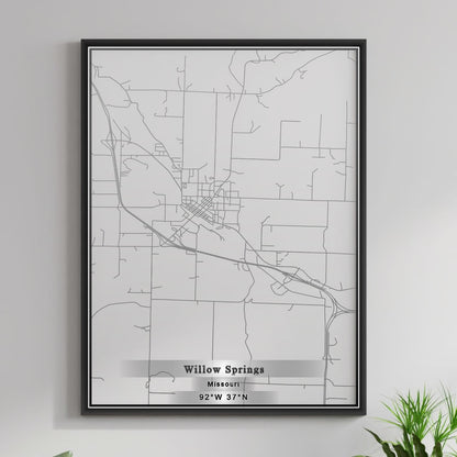 ROAD MAP OF WILLOW SPRINGS, MISSOURI BY MAPBAKES