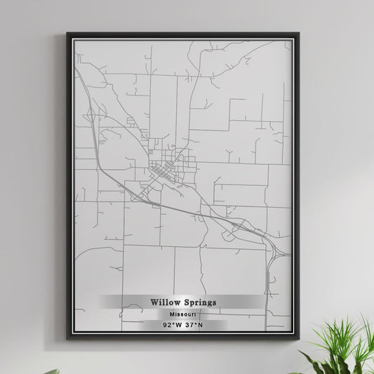 ROAD MAP OF WILLOW SPRINGS, MISSOURI BY MAPBAKES