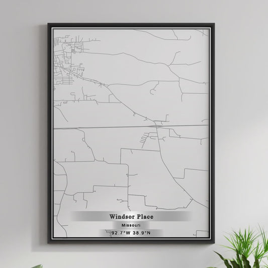 ROAD MAP OF WINDSOR PLACE, MISSOURI BY MAPBAKES