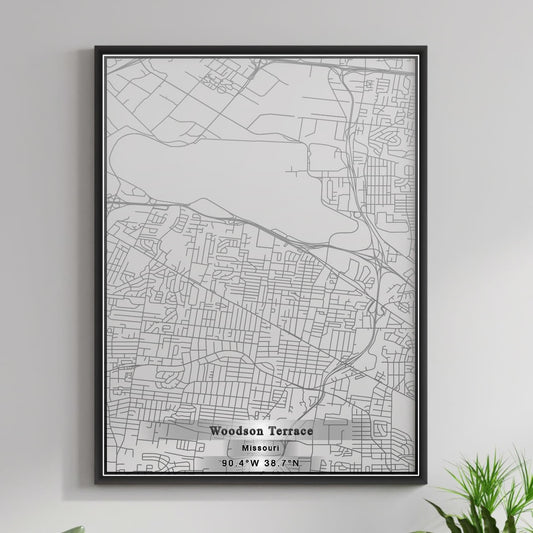 ROAD MAP OF WOODSON TERRACE, MISSOURI BY MAPBAKES