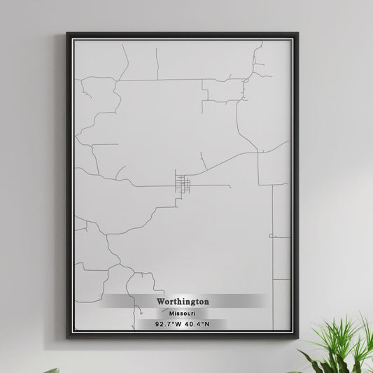 ROAD MAP OF WORTHINGTON, MISSOURI BY MAPBAKES