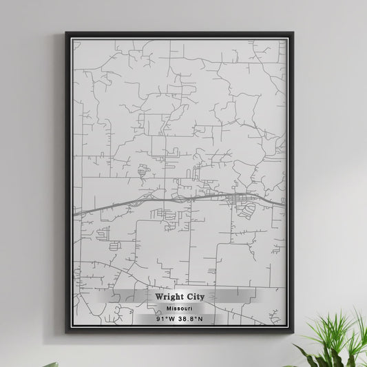 ROAD MAP OF WRIGHT CITY, MISSOURI BY MAPBAKES