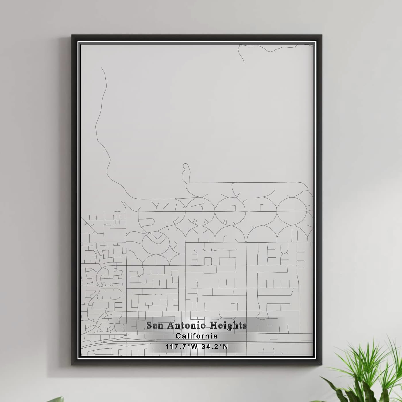 ROAD MAP OF SAN ANTONIO HEIGHTS, CALIFORNIA BY MAPBAKES