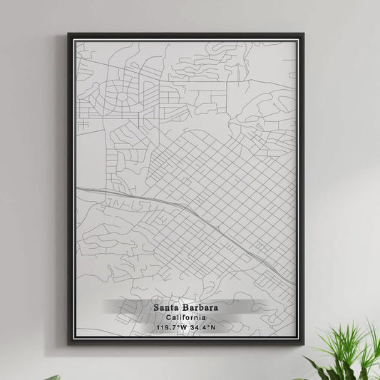 ROAD MAP OF SANTA BARBARA, CALIFORNIA BY MAPBAKES