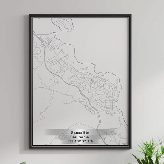 ROAD MAP OF SAUSALITO, CALIFORNIA BY MAPBAKES