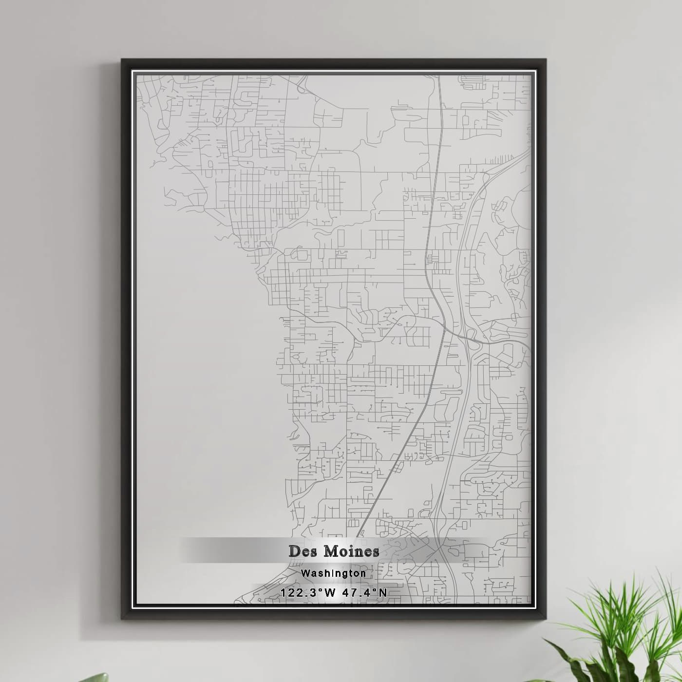 ROAD MAP OF DES MOINES, WASHINGTON BY MAPBAKES