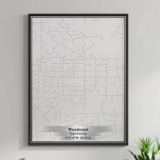 ROAD MAP OF WOODCREST, CALIFORNIA BY MAPBAKES