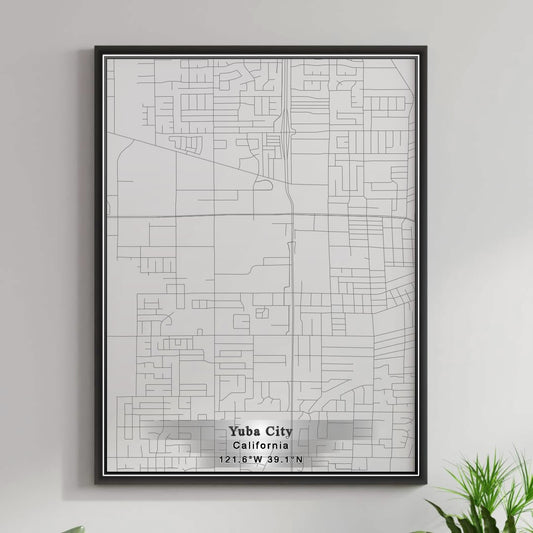ROAD MAP OF YUBA CITY, CALIFORNIA BY MAPBAKES