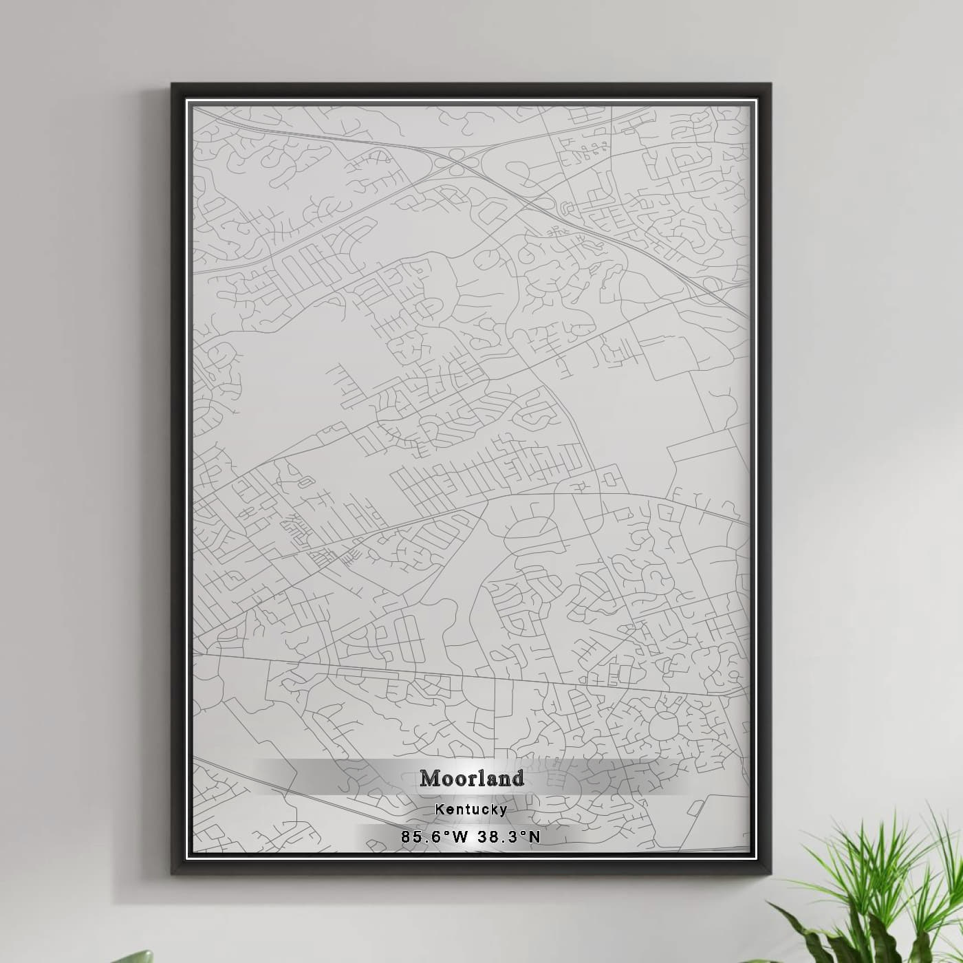 ROAD MAP OF MOORLAND, KENTUCKY BY MAPBAKES