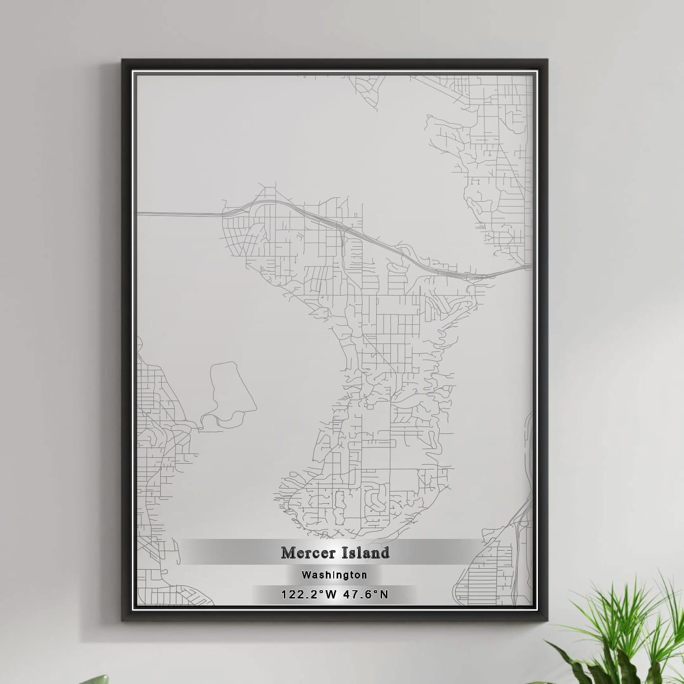 ROAD MAP OF MERCER ISLAND, WASHINGTON BY MAPBAKES