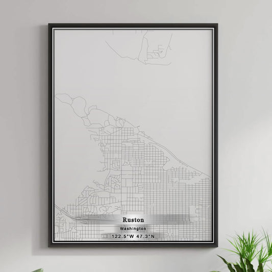 ROAD MAP OF RUSTON, WASHINGTON BY MAPBAKES