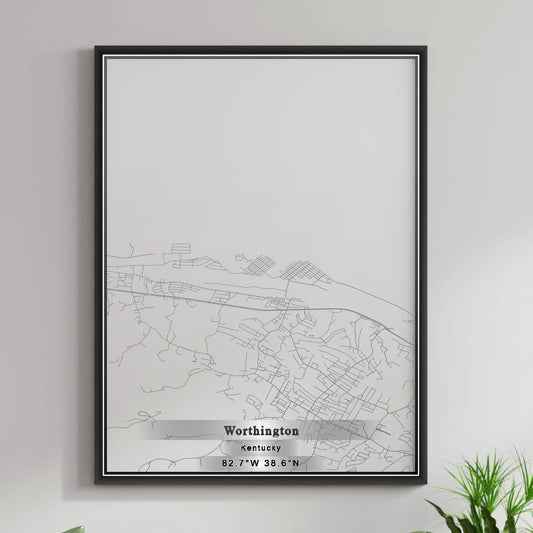 ROAD MAP OF WORTHINGTON, KENTUCKY BY MAPBAKES