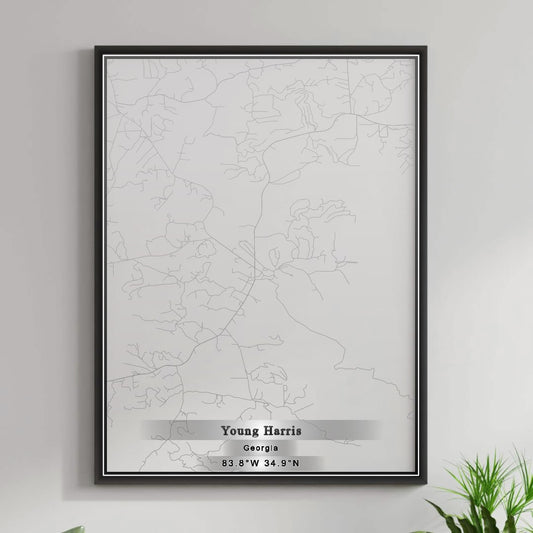 ROAD MAP OF YOUNG HARRIS, GEORGIA BY MAPBAKES