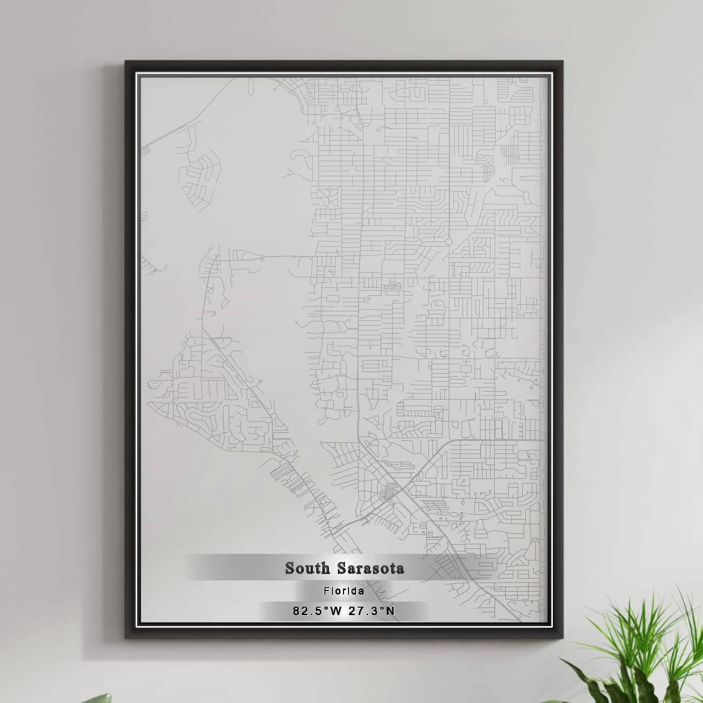 ROAD MAP OF SOUTH SARASOTA, FLORIDA BY MAPBAKES