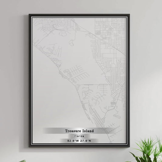 ROAD MAP OF TREASURE ISLAND, FLORIDA BY MAPBAKES