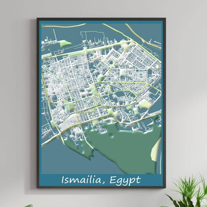 COLOURED ROAD MAP OF ISMAILIA, EGYPT BY MAPBAKES