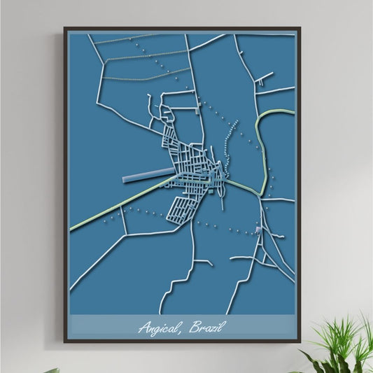COLOURED ROAD MAP OF ANGICAL, BRAZIL BY MAPBAKES